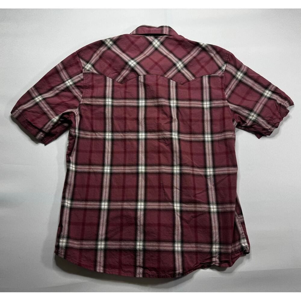 Wrangler Retro Men's Short Sleeve Purple Plaid Western Pearl Snap Shirt -Size L* - Picture 2 of 5